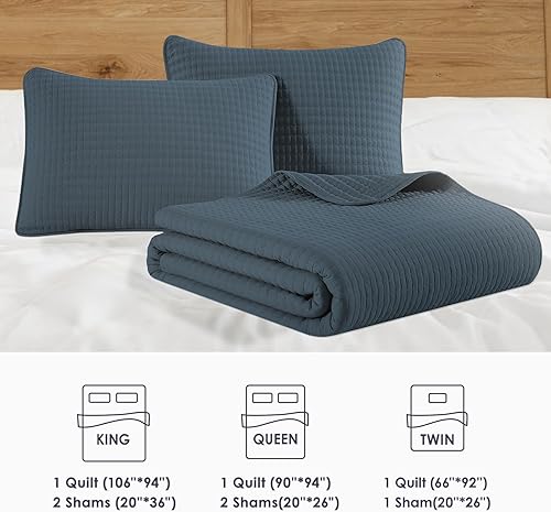 Miniatura 64 de WRENSONGE - Juego de edredón blanco tamaño queen de 3 piezas, colcha ligera para todas las estaciones del verano, juego de ropa de cama suave con 2