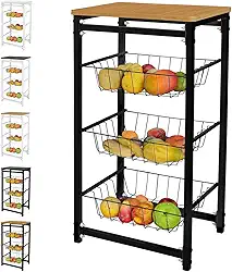 Fruteira De Chao Cozinha Tampo Madeira Florenca de Ferro