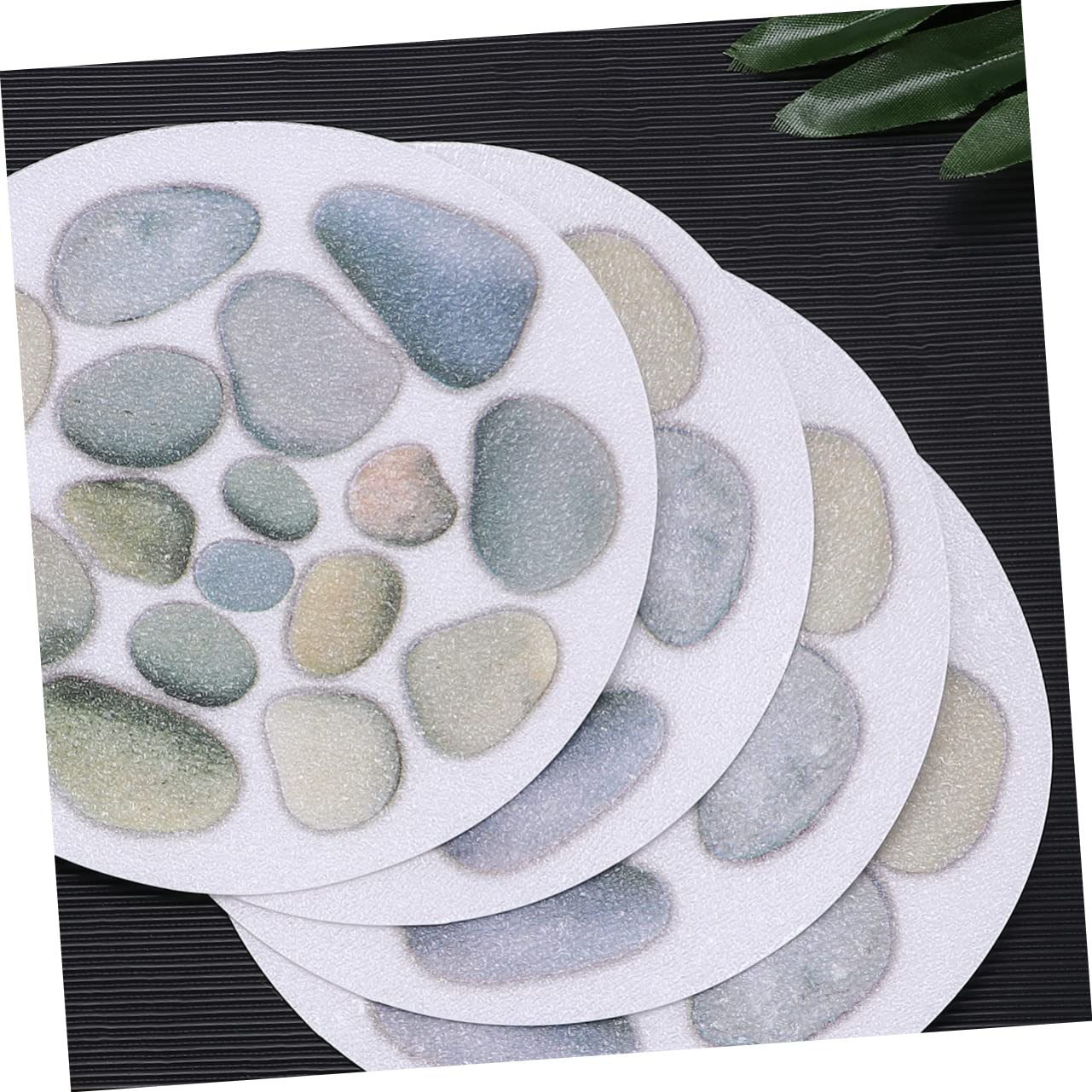 Unomor Anti Slip Bathtub Stickers 4pcs Set Non Slip Tub Decals for Bathroom Easy Install Safe Material Stone Design