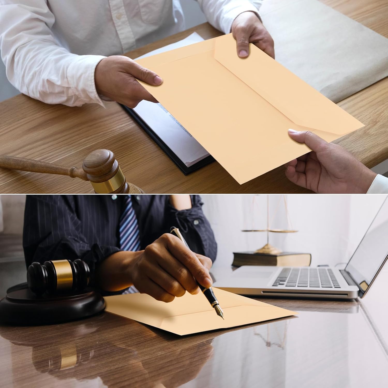 Engrowtic 100 Pack Legal Size File Envelope 10" x 15" Document Folder Heavyweight Manila 143 lb Ungummed Flap File Jackets for Attorney Employee Mailing Office Business, Beige