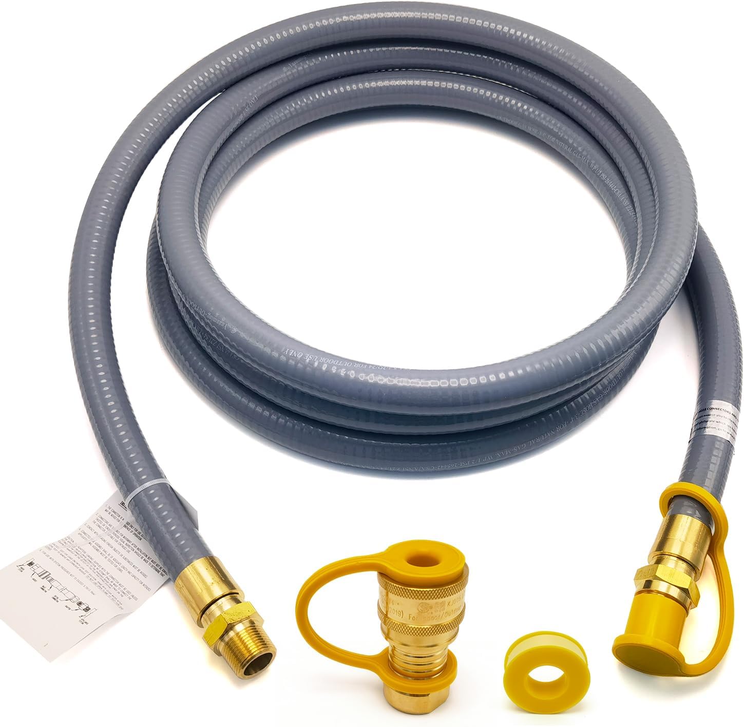 15FT, 24FT, 30FT 3/4" ID Natural Gas Hose with Quick Connect 3/4" ID Natural Gas Hose with Quick Connect Fittings for NG/LP Propane Appliances, Generators,Grill,Patio Heaters (15FT)