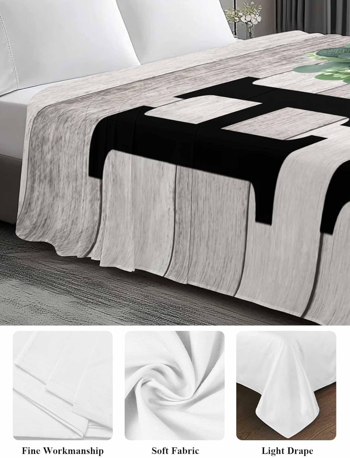 Top Sheet Full Bedding Flat Sheet Only, Home Green Eucalyptus Wreath Microfiber Bed Sheets Soft Breathable Bedding Flat Sheets, Farm Vintage Wood Board Hotel Luxury Top Sheets