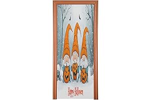 Qilmy Happy Halloween Cute Gnome Door Cover, Perfect for House Decoration