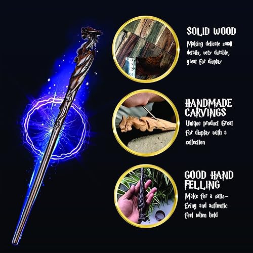 Miniatura 59 de Handicraftviet Varitas de madera tallada a mano para pájaros de 15 pulgadas para brujería coleccionable y cosplay, varita mágica regalo para niños y