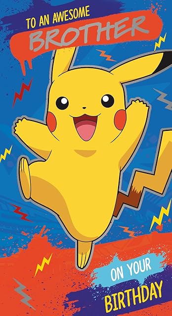 Danilo Promotions Brother Birthday Card, Pokemon Birthday Card, 22.9 x 12.7 x 5.1 centimetres