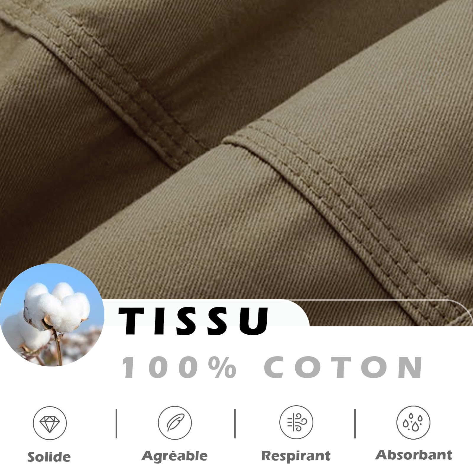 Pantalones cargo de algodón para hombre, pantalones cargo con 7 bolsillos, cintura elástica, pantalones casuales