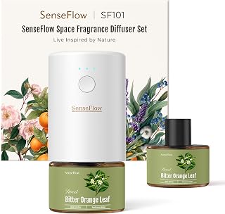 Aroma Diffuser für Ätherische Öle SF101, Wasserloser Ultraschall Duftstecker, 100%-pflanzlich Lufterfrischer, 120 Tage Aroma für Zuhause, Hotel, bis zu 100 m² - Biterorangenblat