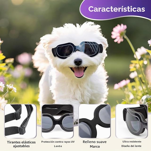 Foto 4 de 6 de ENJOYING - Gafas de sol para perros de raza pequeña, protección contra rayos UV, para exteriores, resistente…