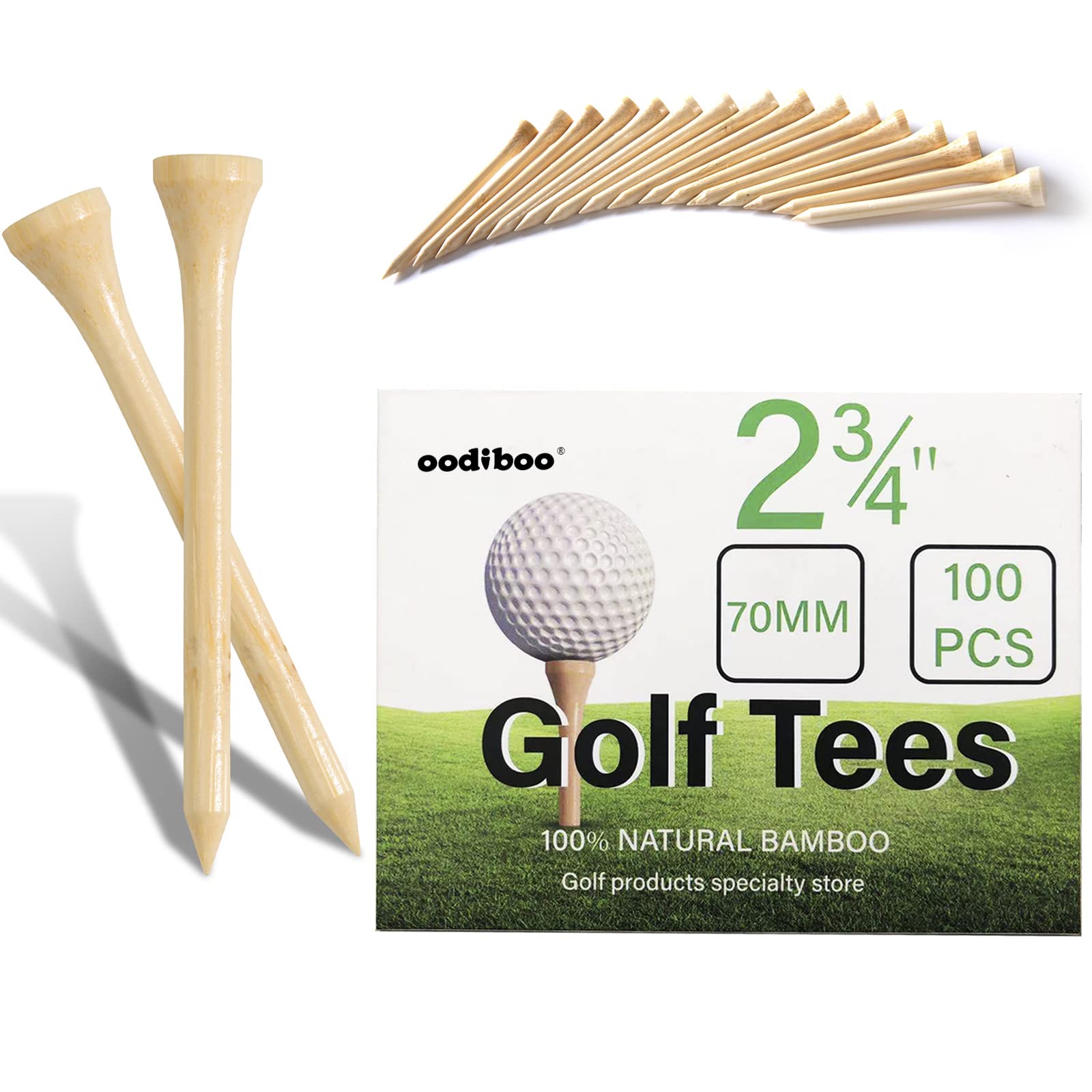 Tee da Golf Tee da Golf in bambù Selezione rigorosa, pochissimi Prodotti Inferiori(2-3/4 Pollici)(1-5/8 Pollici) 70/42mm 100 Pezzida