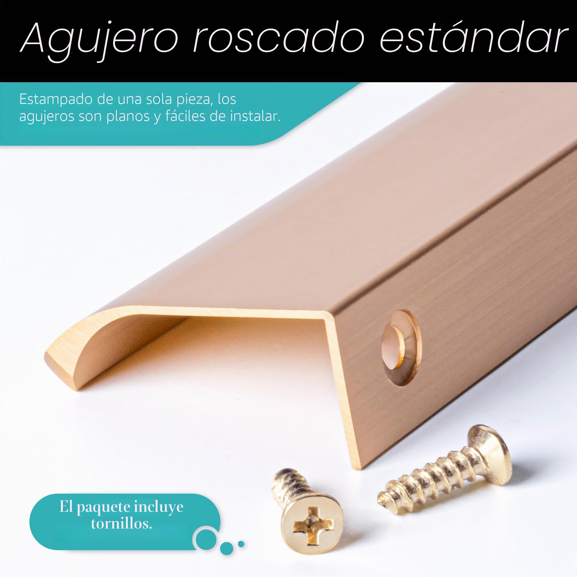 10 Piezas Tiradores Ocultos de Muebles, Tiradores de Armario Cajone, Tiradores Aluminio de Puerta para Cocina Dormitorio Baño, con Tornillos, Oro Cobre, 128mm