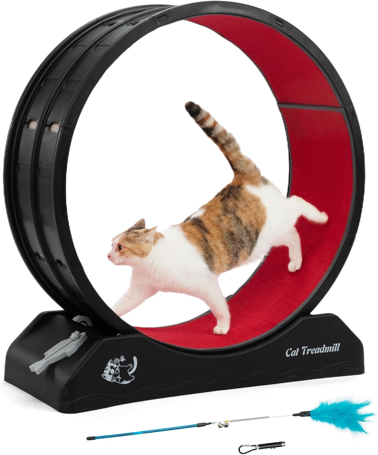 COZIWOW Cat Wheel for Indoor Cats Exercise Running Wheel Cat Treadmill with Brake & Carpeted Runway, 31.5 Inch Easy to Install & Fitness & Health (Black)