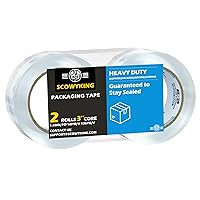 Vista 1 de 2 rollos de cinta de embalaje transparente, 4,7 cm x 62 m, 0,07 mm de grosor - Cinta de envío resistente para mudanzas, sellado de cajas, embalaje
