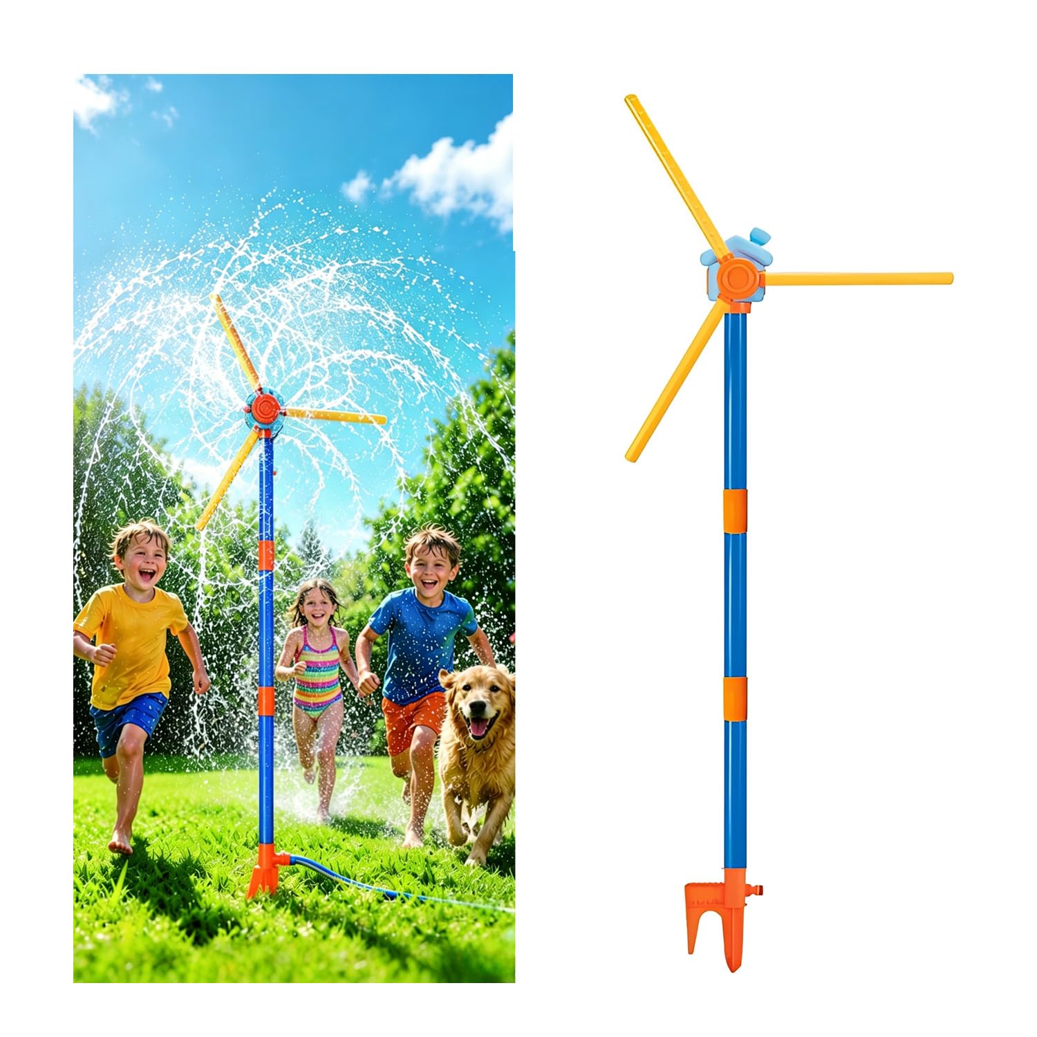Windmill Water Sprinkler Games Summer Windmills Water Play Sprinklers Game for Family Outdoor Activities Fun Outside Spinning Splash Spray Water Sprinkler for Garden Backyard Lawn Watering