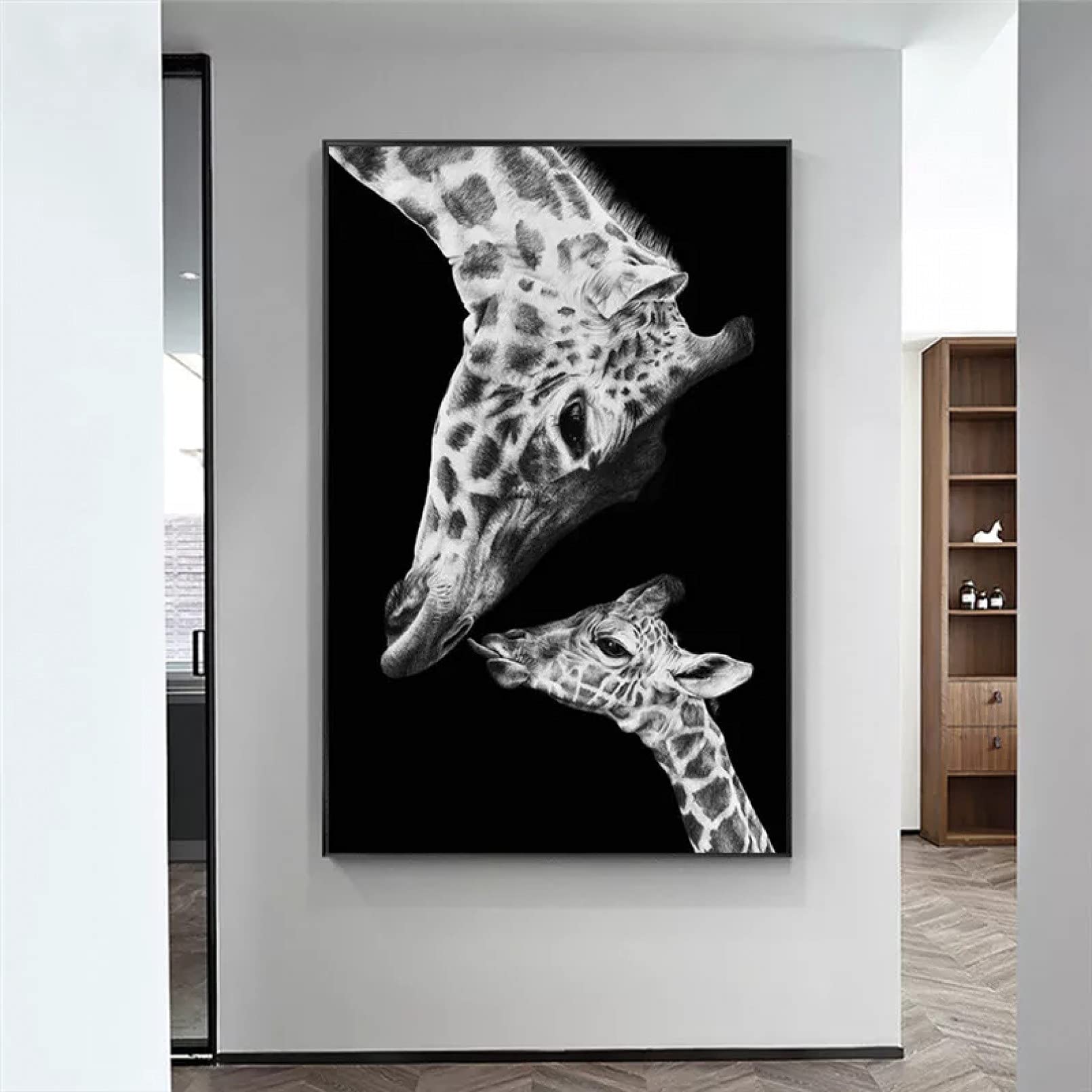 Wall canvas decorative print Giraffe Mother and Child Canvas Paintings On the Wall Artrs and Prints Nordic Animals Funny Art Pictures Decor-40x60cm