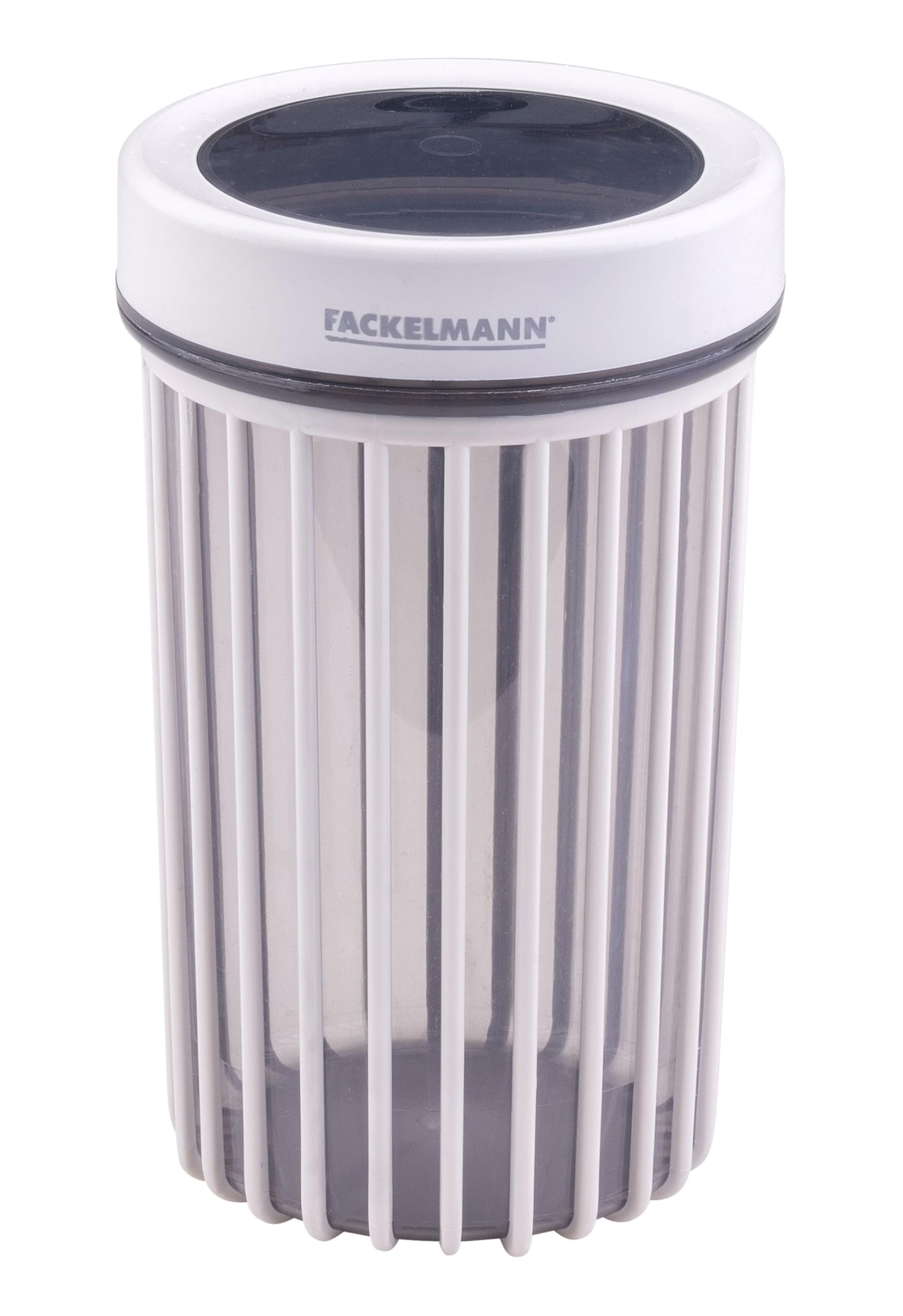 FACKELMANN Grooved Storage Jar, 1100 ml, Transparent Mealprep Box for Kitchen, Frost Blue Lid, Groove Design, Dishwasher Safe, Designed in Germany