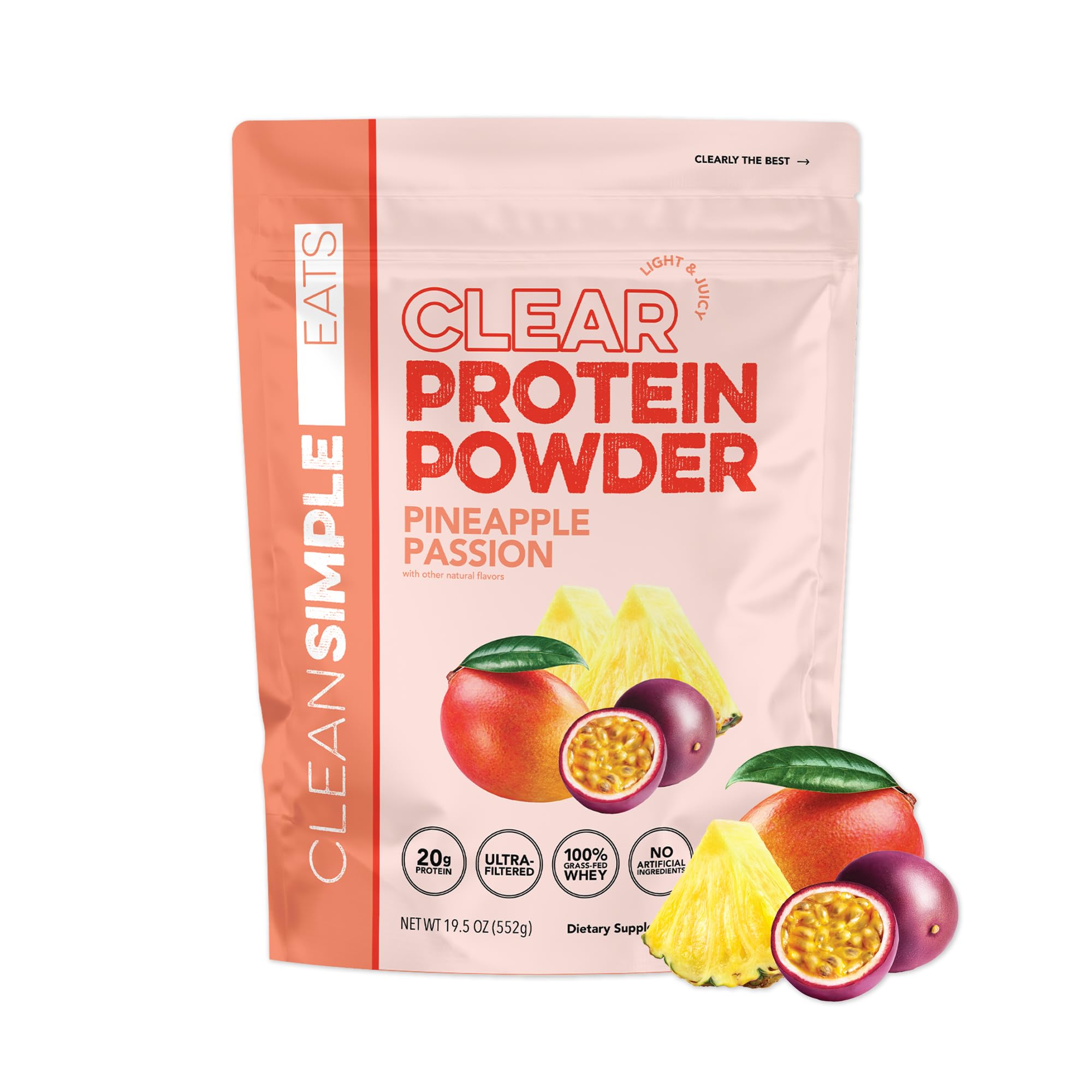 Clean Simple Eats Proteína isolada de soro de leite em pó sabor Pineapple Passion, 20 g, 20 porções, 553 g