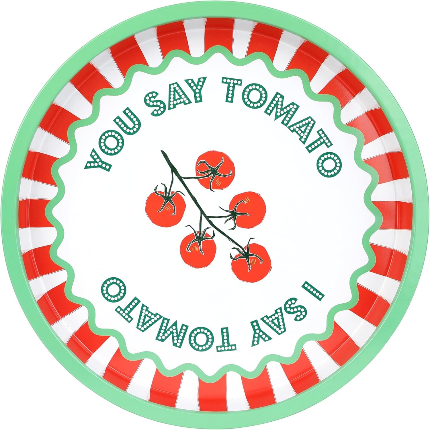 Talking Tables Large Round Serving Tray, 30cm Tomato Design - Made of Tin