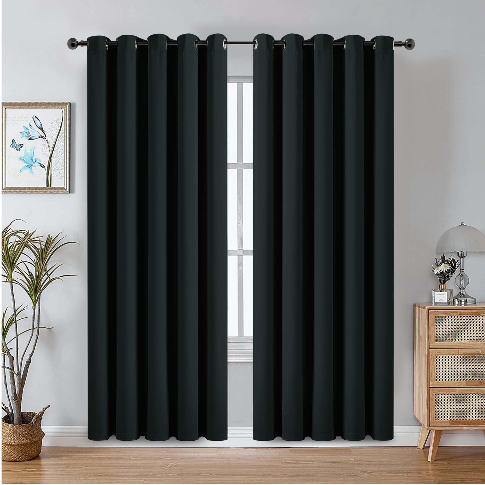 Yorkshire Bedding Blackout Curtain Ring Top Bedroom 66x72 Black Eyelet Thermal Insulated Darkening Panels + 2 Tiebacks - Image 4