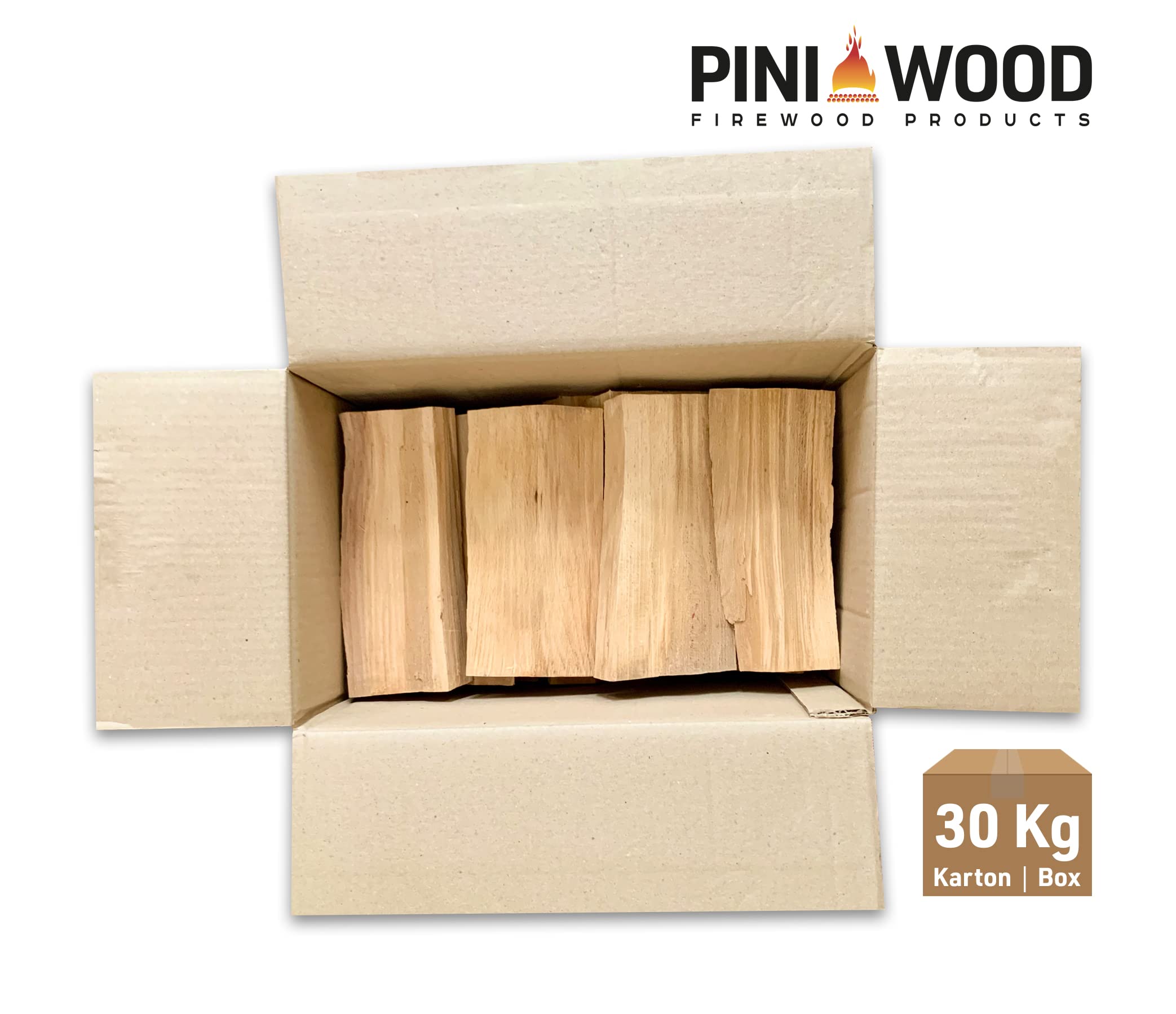 PINI Grillholz OHNE RINDE Buche 30 Kg Brennholz 30-33 cm für Pizzaofen Grill Smoker Kamin Feuerschale