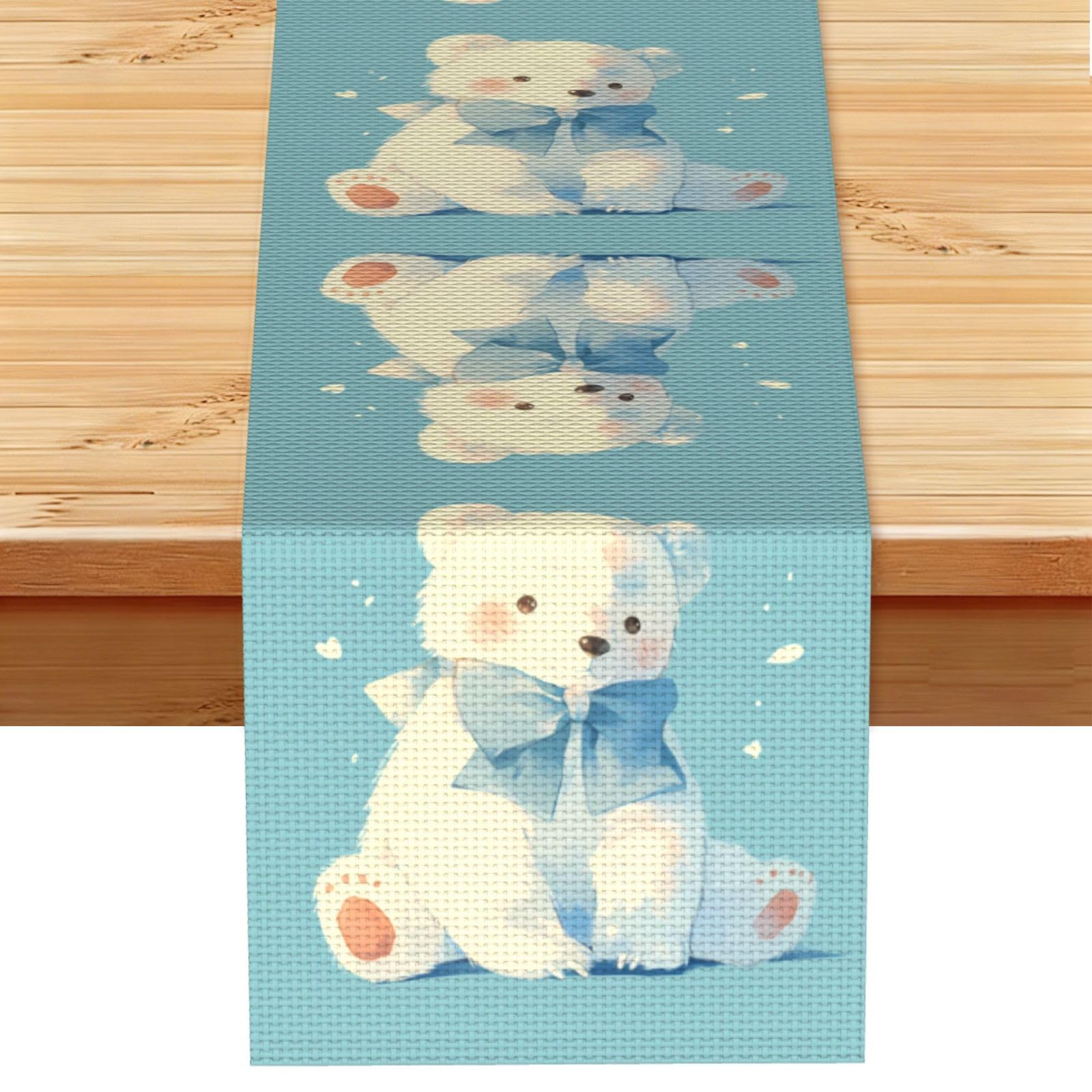 Slowpoke Bear Linen Feel Table Runner Wedding Party Home Decoration