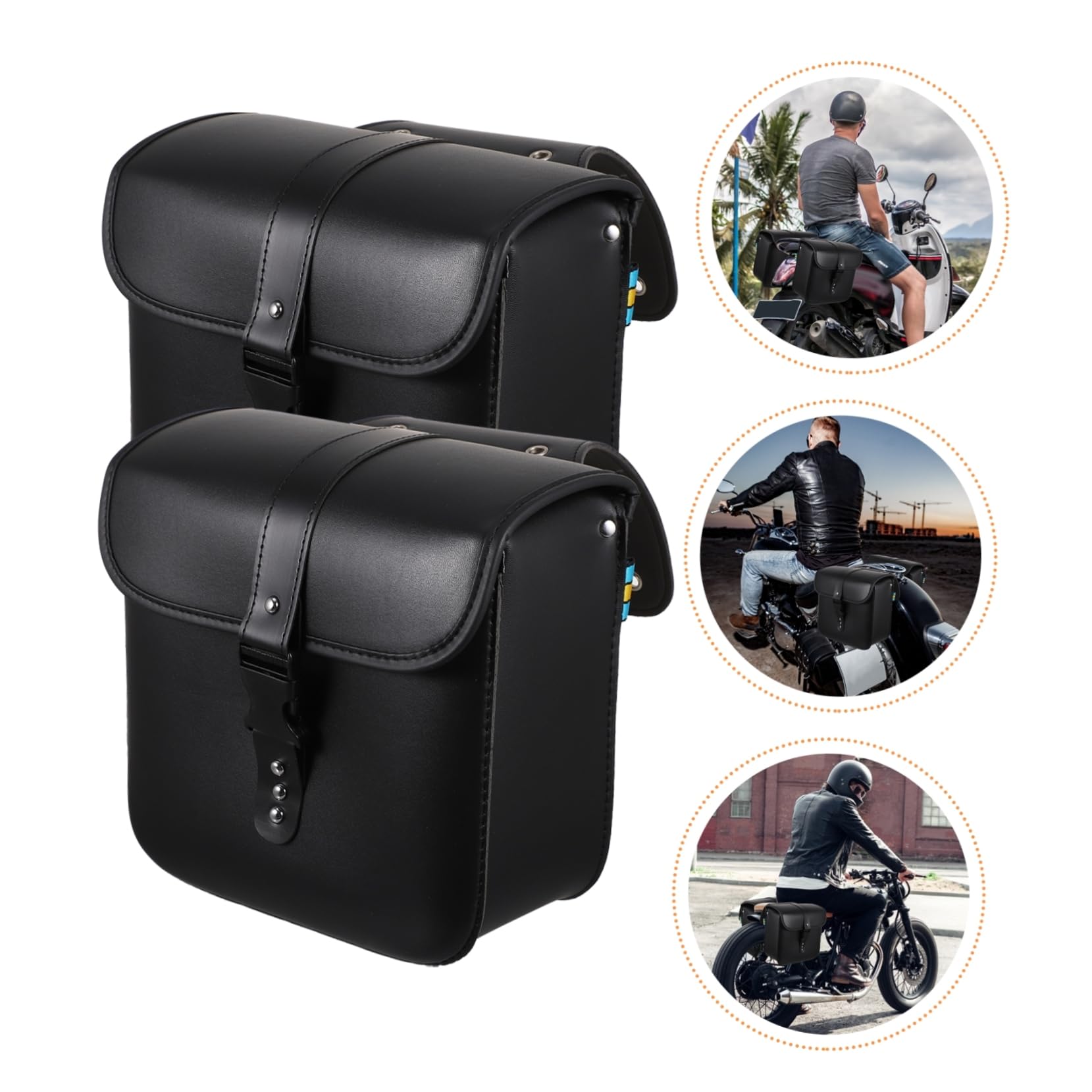 Zerodeko Motorradtasche Seitentasche aus Pu Schwarz mit Seil für Motorrad und Satteltaschen für Fahrrad Kinder