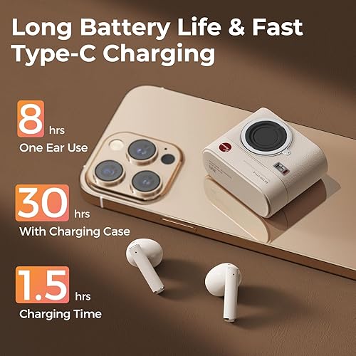 Miniatura 5 de Auriculares inalámbricos, auriculares Bluetooth V5.3, 30 horas de reproducción con estuche de carga, IPX4 impermeable HiFi estéreo Bass auriculares