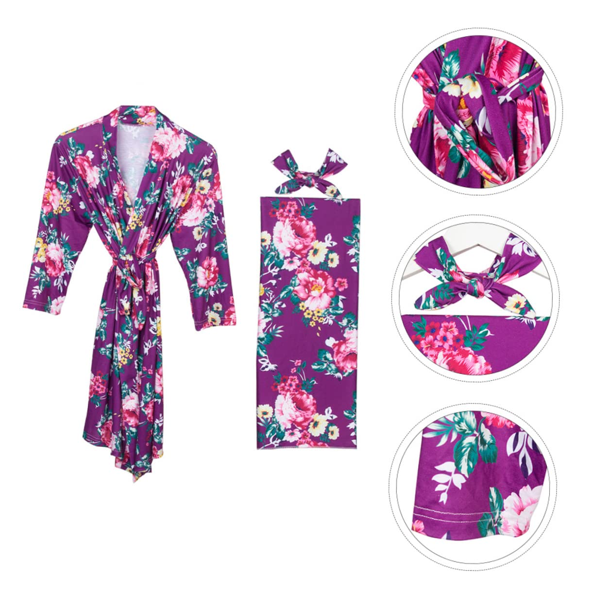 SHERCHPRY 3pezzi Vestaglia da Allattamento per Donne Gravidanza con Copertina per Fascia per con Fiocco Comoda e Elegante per Mamma