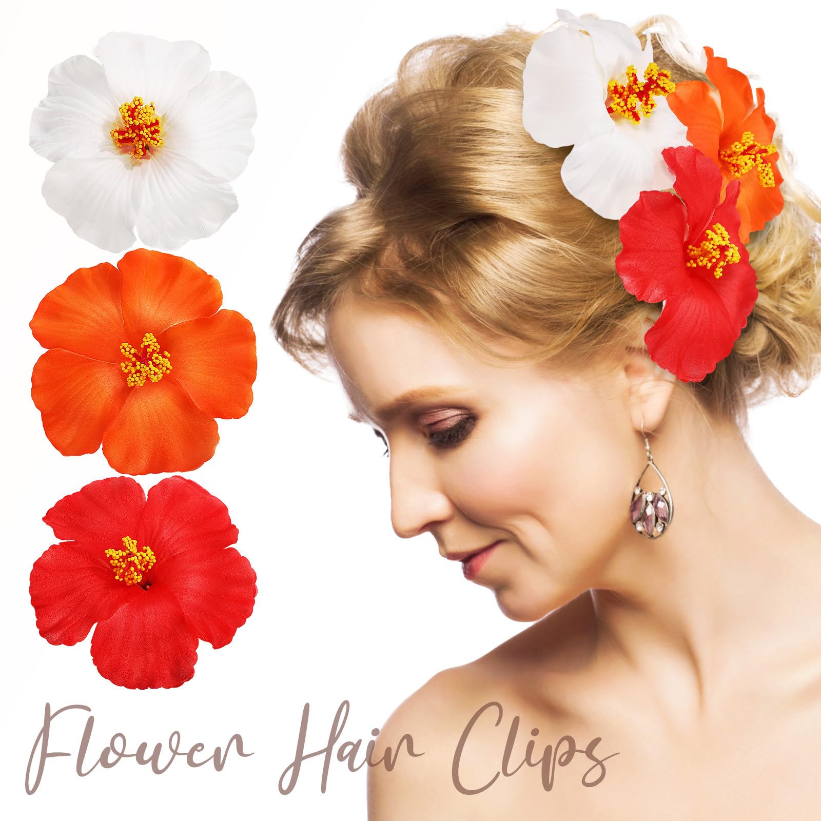 NUOBESTY Pinzas para el Cabello con Flores Set de 3 Unidades en y Accesorios con Flores para Mujeres y Niñas Decoración Veraniega para Fiestas y Vacaciones