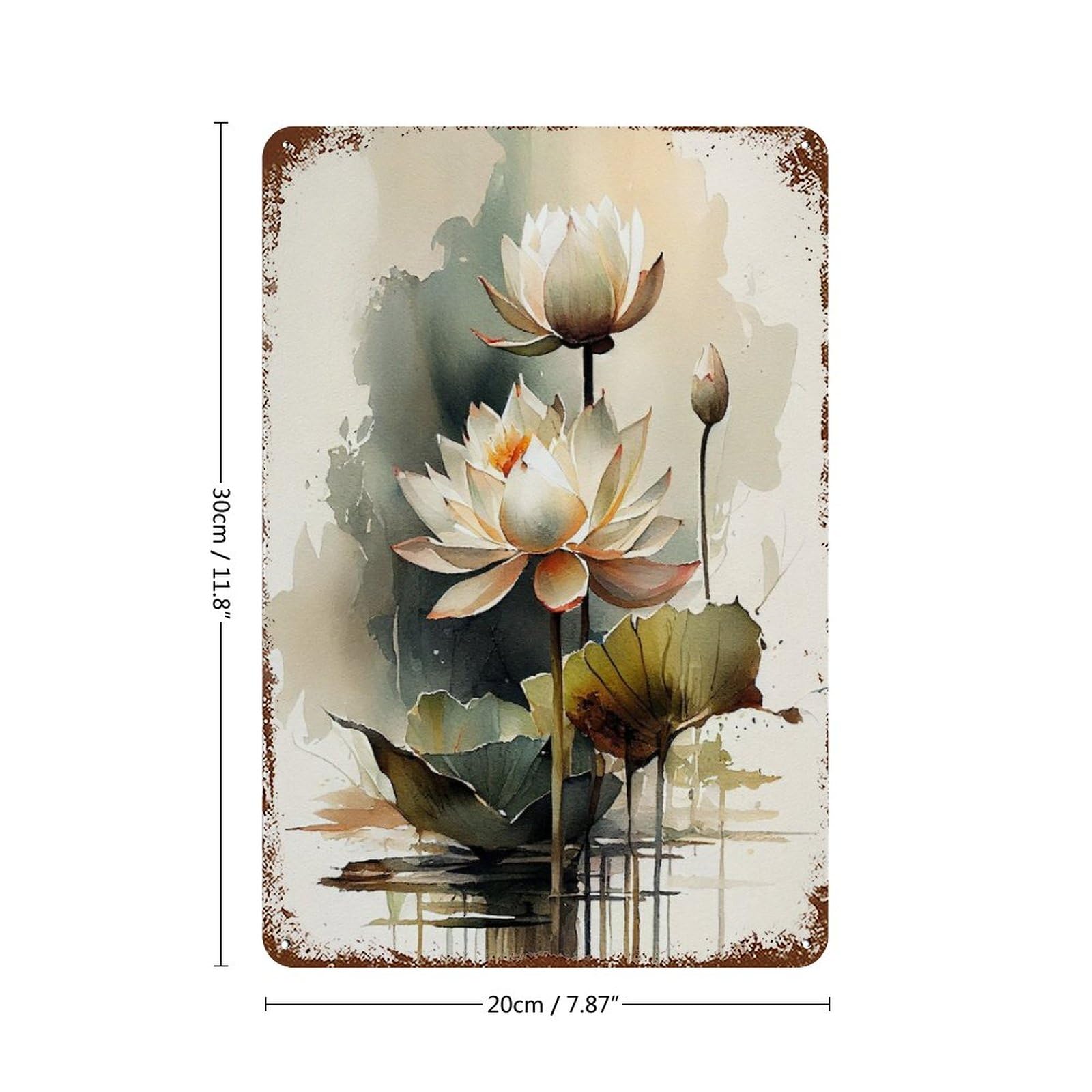 Amazon.co.jp: 水蓮の花の水彩画 ブリキ看板 水蓮の花の水彩画 ブリキ