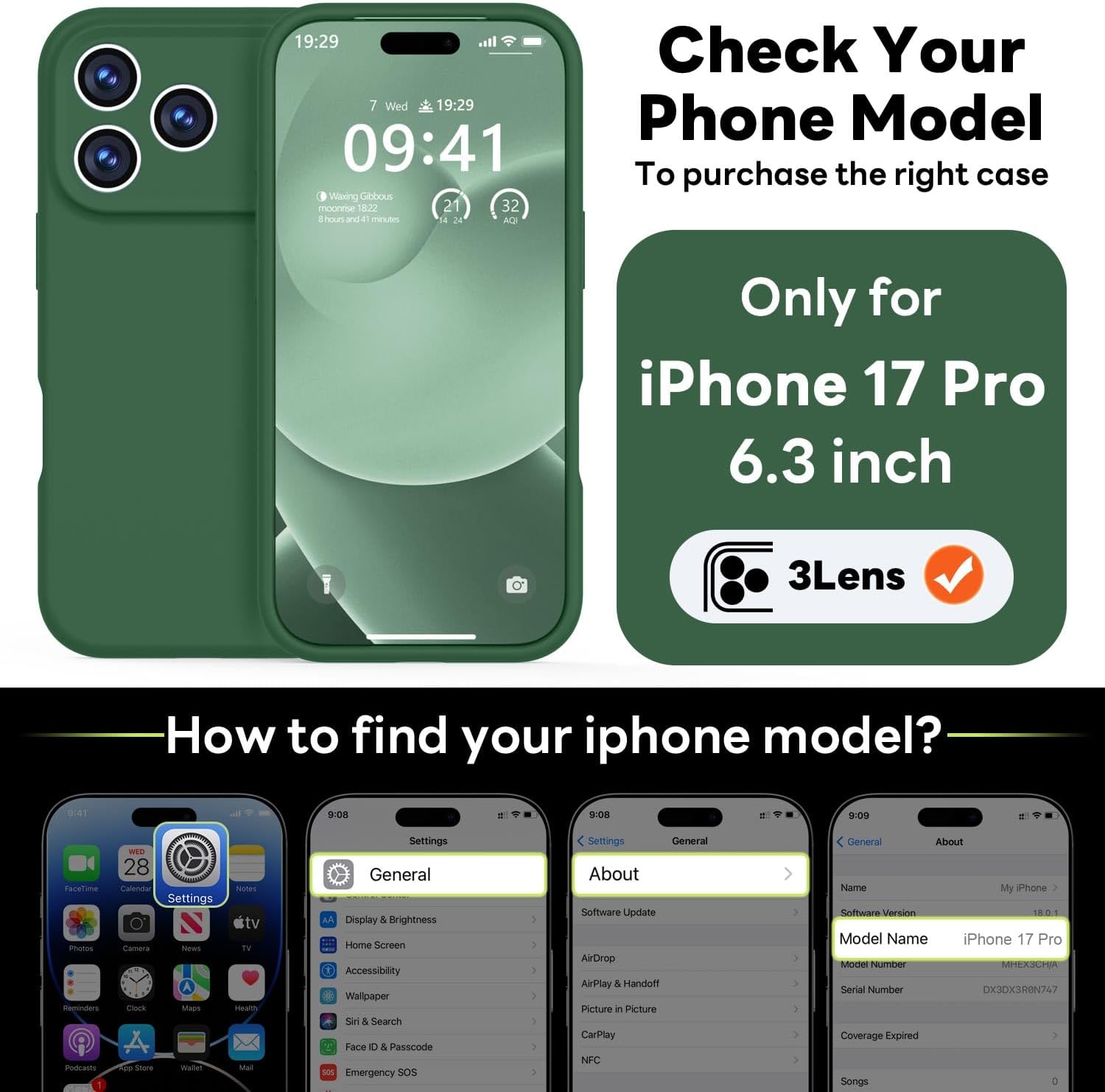 Vooii Magnetic for iPhone 17 Pro Case, Compatible with Magsafe (Premium Liquid Silicone) (Integrated Camera Control Button) Full Body Protective Anti-Scratch Microfiber Lining 6.3", Green - Image 2