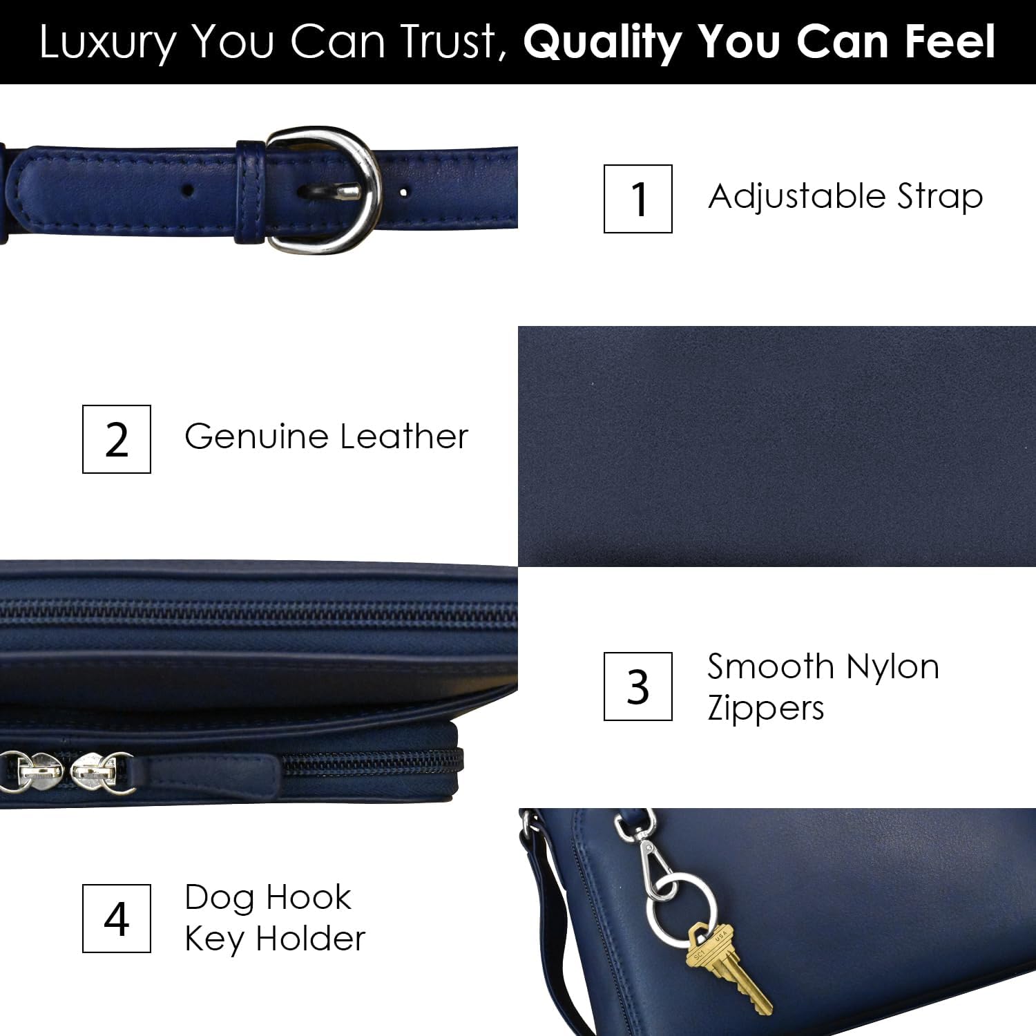 ili New York Genuine Leather Crossbody Bags for Women - Premium RFID Blocking Shoulder Bag Organizer with Adjustable Strap - Image 4