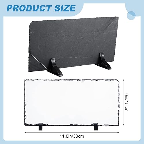 Miniatura 2 de Marco de fotos rectangular de pizarra en blanco para sublimación, con soporte para pantalla y máquina de prensa de calor (6 x 11.8 pulgadas)