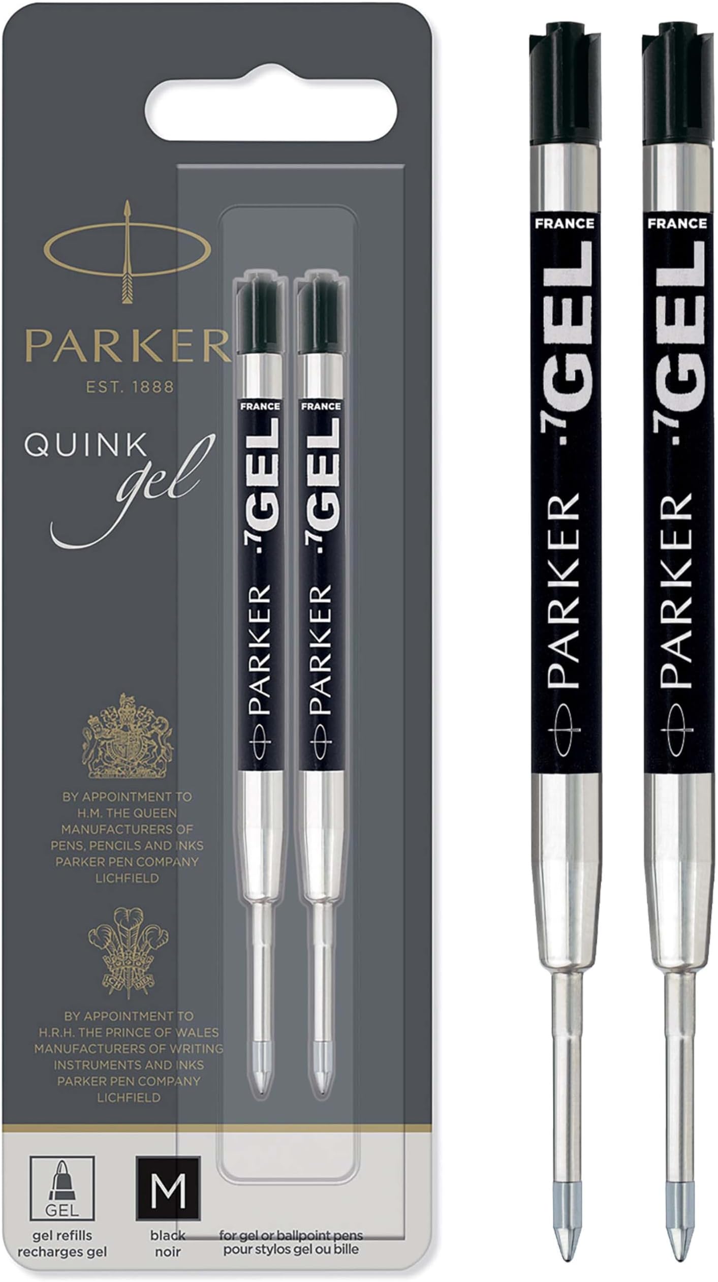 Parker Gel Ball Pen Refill Medium Nib Black, Pack of 2