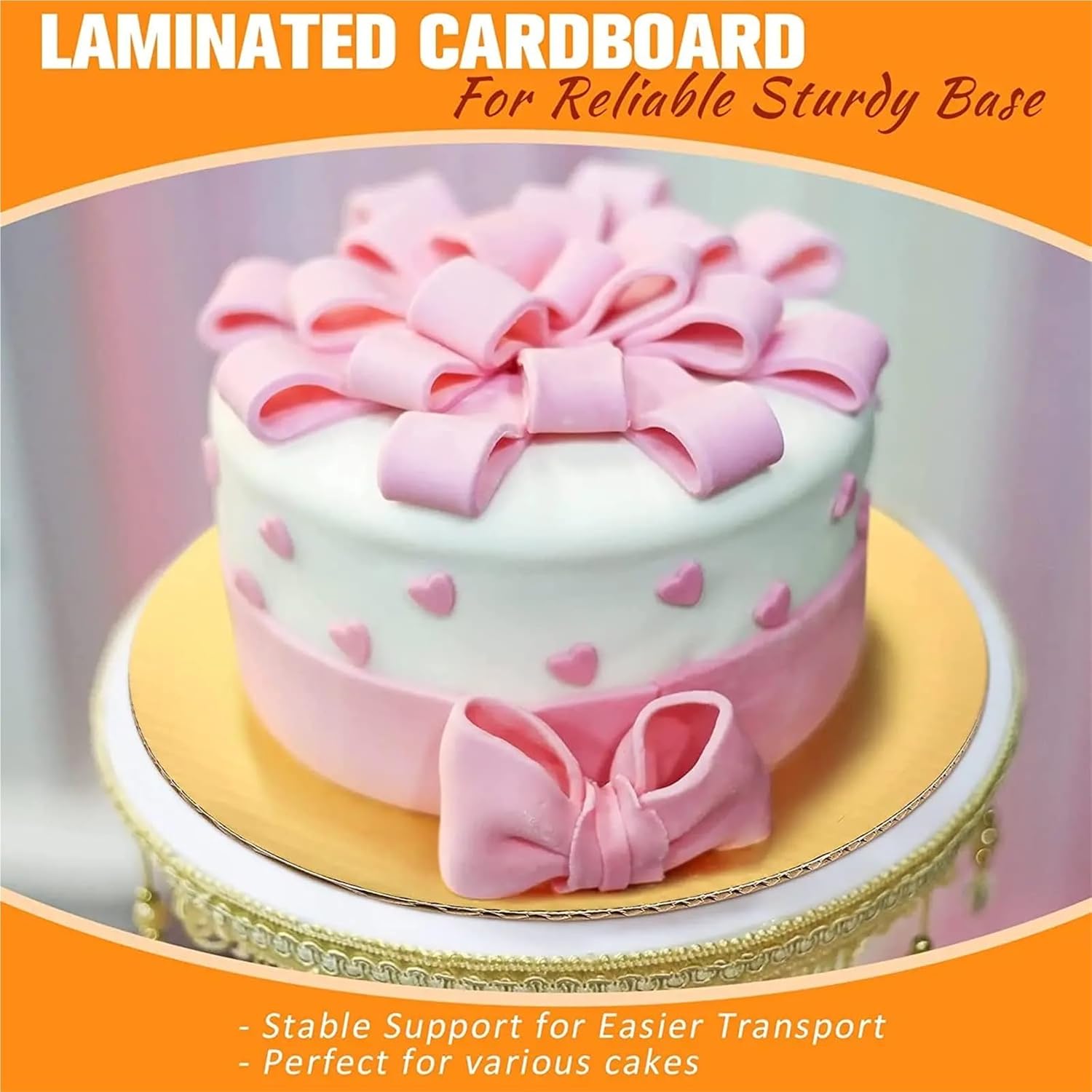 Cake Board 20Pcs Gold Cake Boards Sturdy Large Round Cardboard Base Diameter 6/8/10/12in Circle Mousse Plate Dessert Tray Decorating(Gold 26cm)