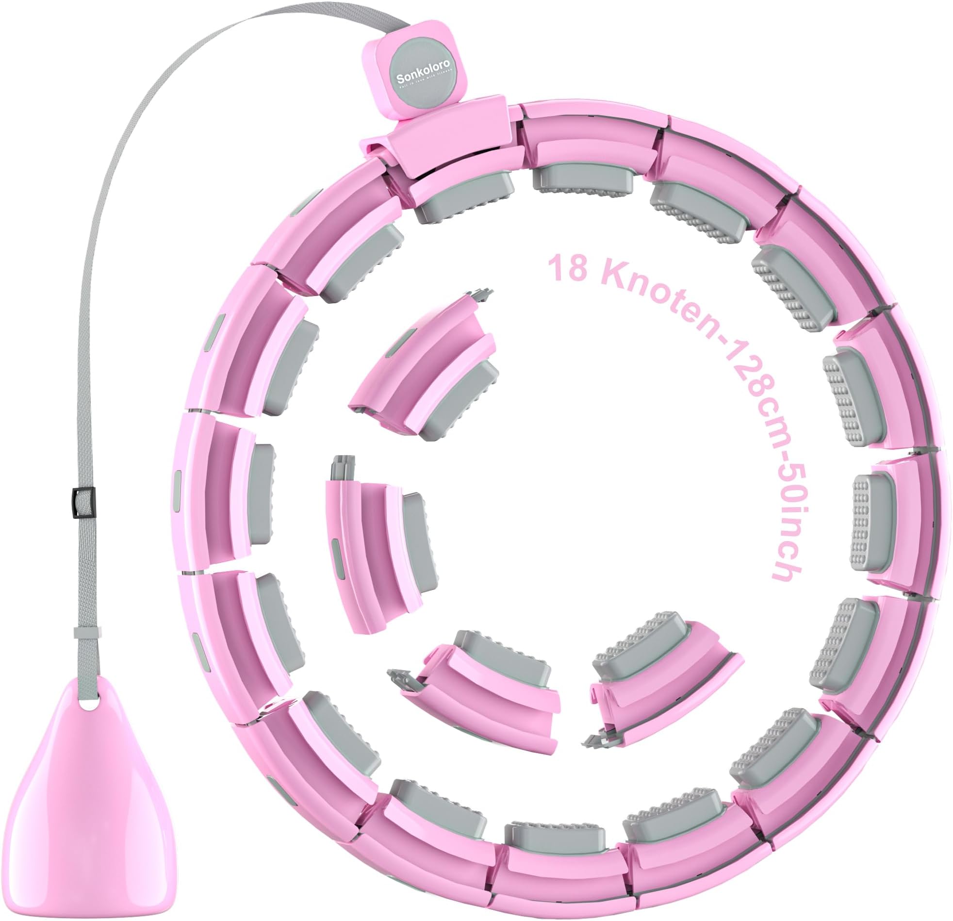 Weighted Workout Hoop for Adult Weight Loss - 50" Plus Size Silent Smart Waist Fitness Circle with Ball - Abs Exercise Equipment for Home…