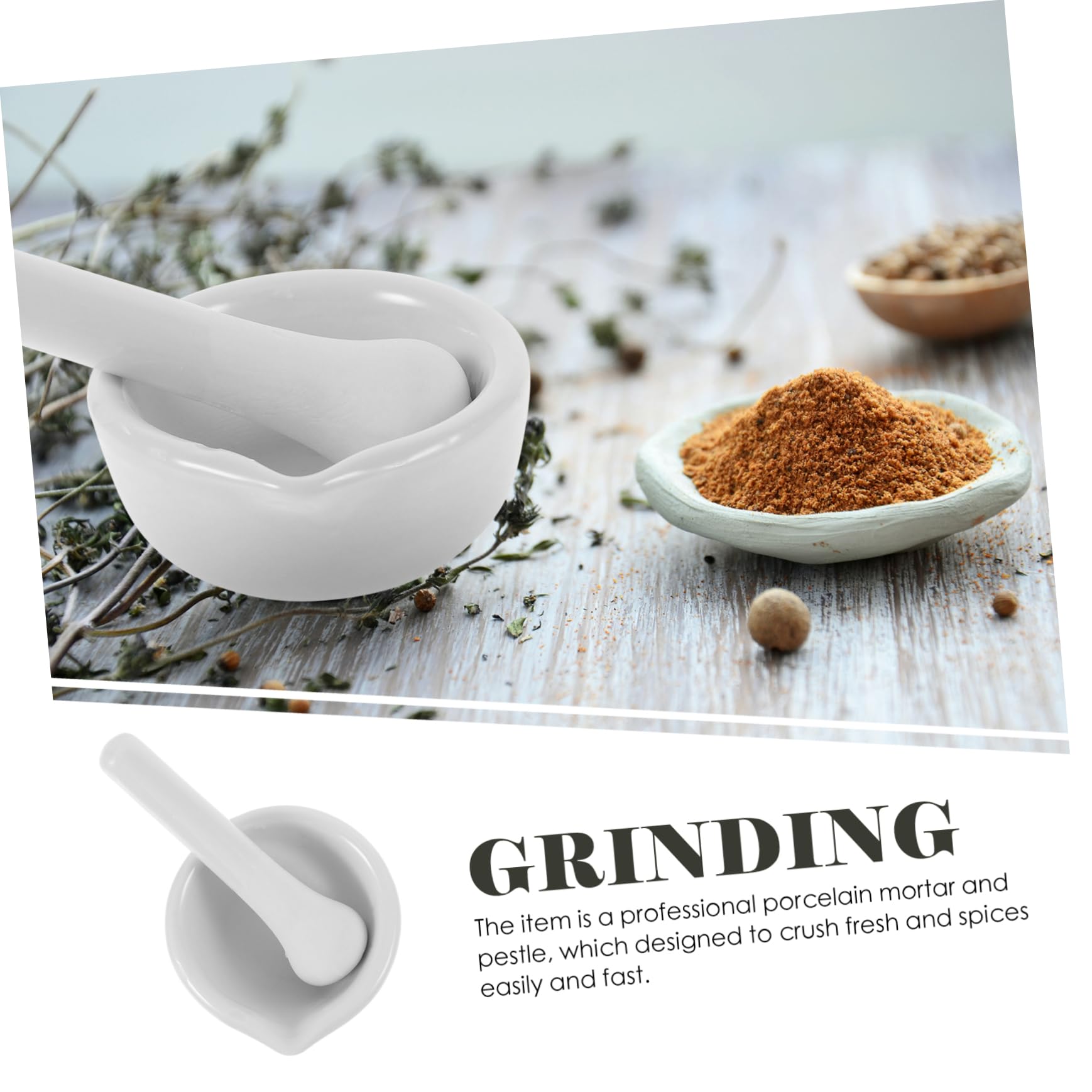 Alipis 2 Set Porcelain Pestle Medicine Pounding Masher Grind Bowl 60mm Easy Cleaning Comfortable Grip Random Style