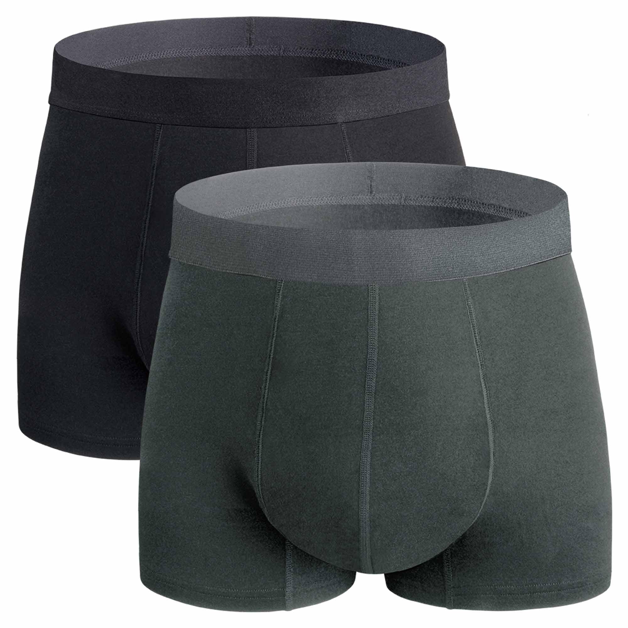 REELINDRY Mens Incontinence Underwear Washable, 2.3 oz Leak Proof Absorbent Odor Neutralization Briefs for Bladder Leak 2 Pack(Dark Gray-Black, 2XL)
