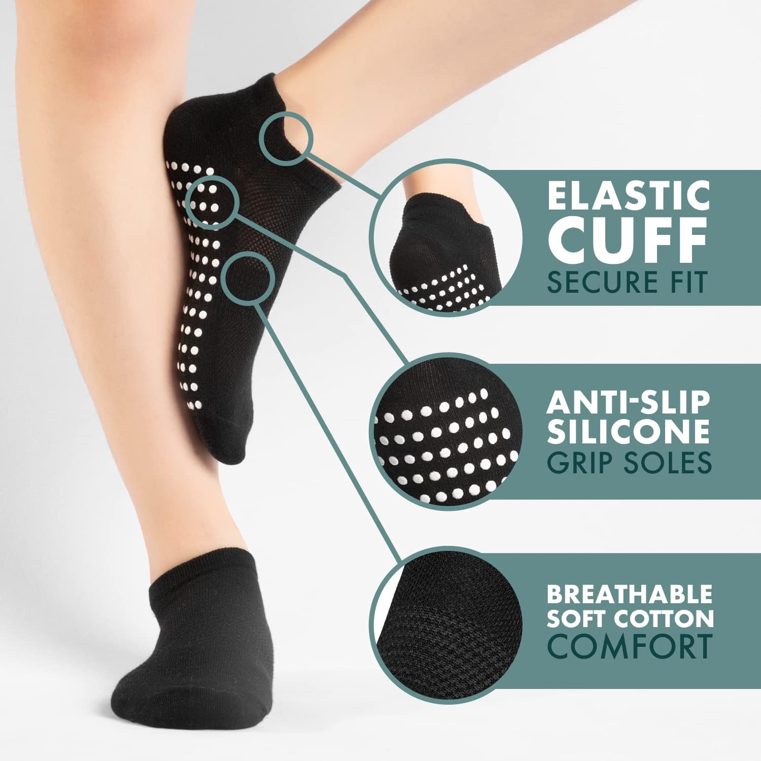 3 Paia Calze Anti-Scivolo Per Yoga E Pilates | Con Grip In Gomma Taglia EU 37-42