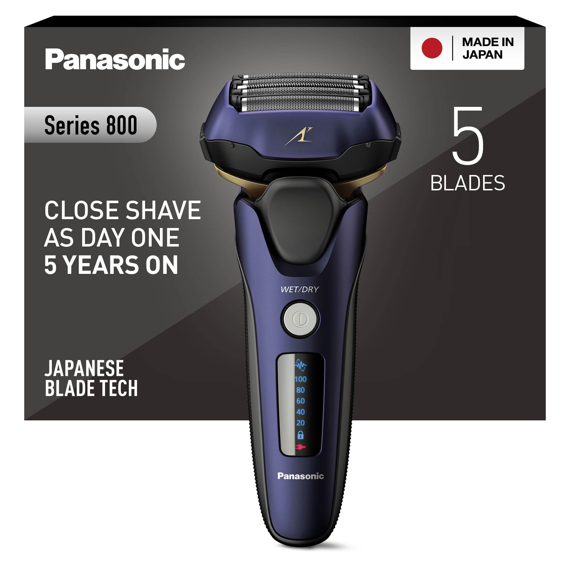 Series 800 ES-LV67 , 5-Blade Wet & Dry Electric Shaver For Men, Rechargeable, Responsive Beard Sensor, Multi-Flex 16D Head, Navy and Black
