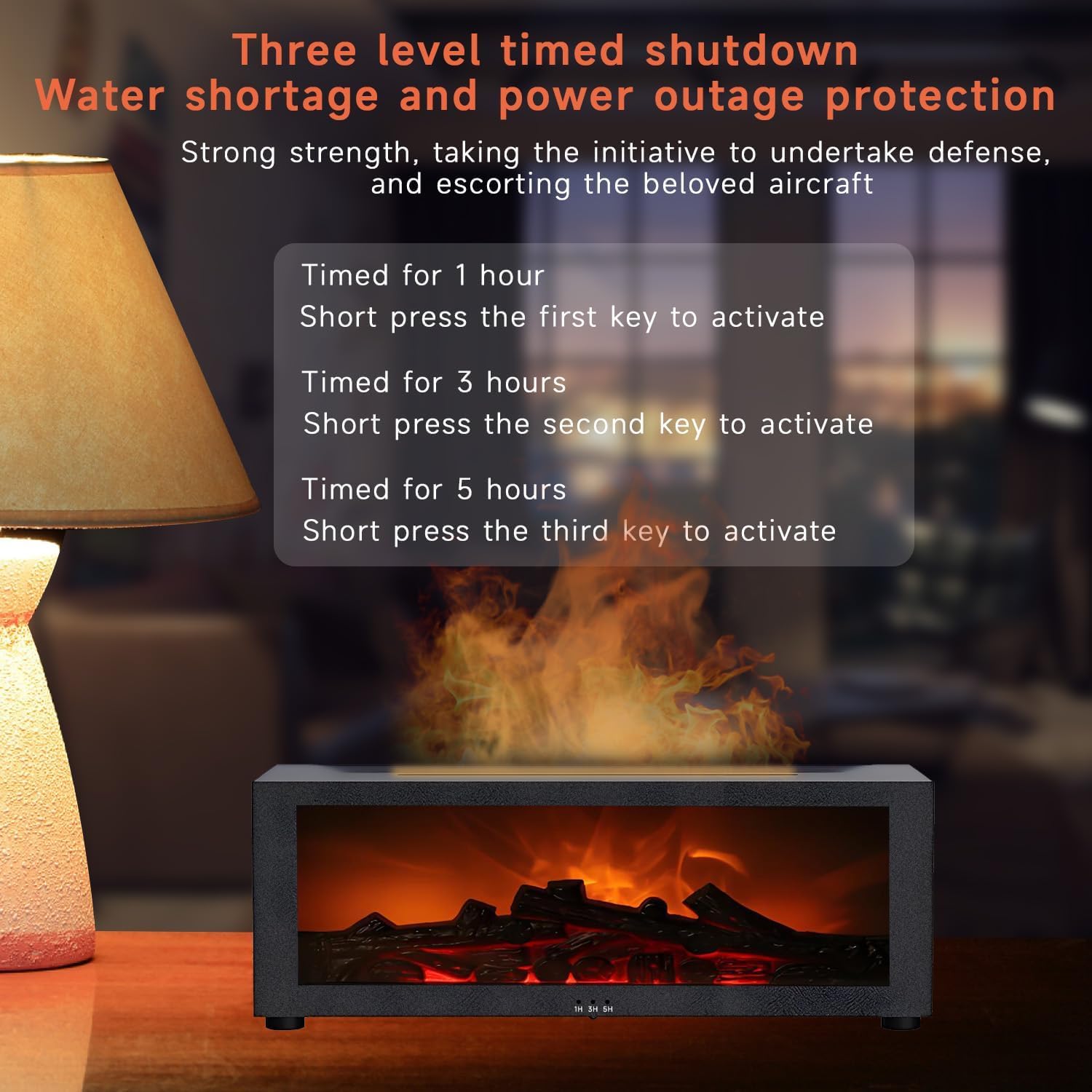 Qumox Diffusore di Aroma a Camino con Fiamma – Umidificatore ad Ultrasuoni 150ml con Luci LED a 7 Colori, Diffusore di Oli Essenziali, Telecomando, Spegnimento Programmato, Protezione Senza Acqua per
