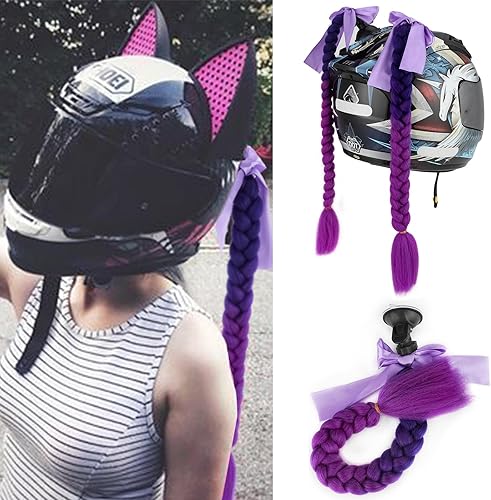 Trenzas para casco de motocicleta con ventosa desmontable con lazo, casco de bicicleta, colas de caballo, cola de caballo, decoración
