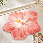 Ankah Plants Collection Bath Mat, Unique Natural Plant and Flower Shapes Design Bathroom Rug, Ultra Soft Microfibre, Medium-Pile, Durable, Non-Slip, Quick Dry, Machine Wash, 25.6"x 25.6", Marguerite