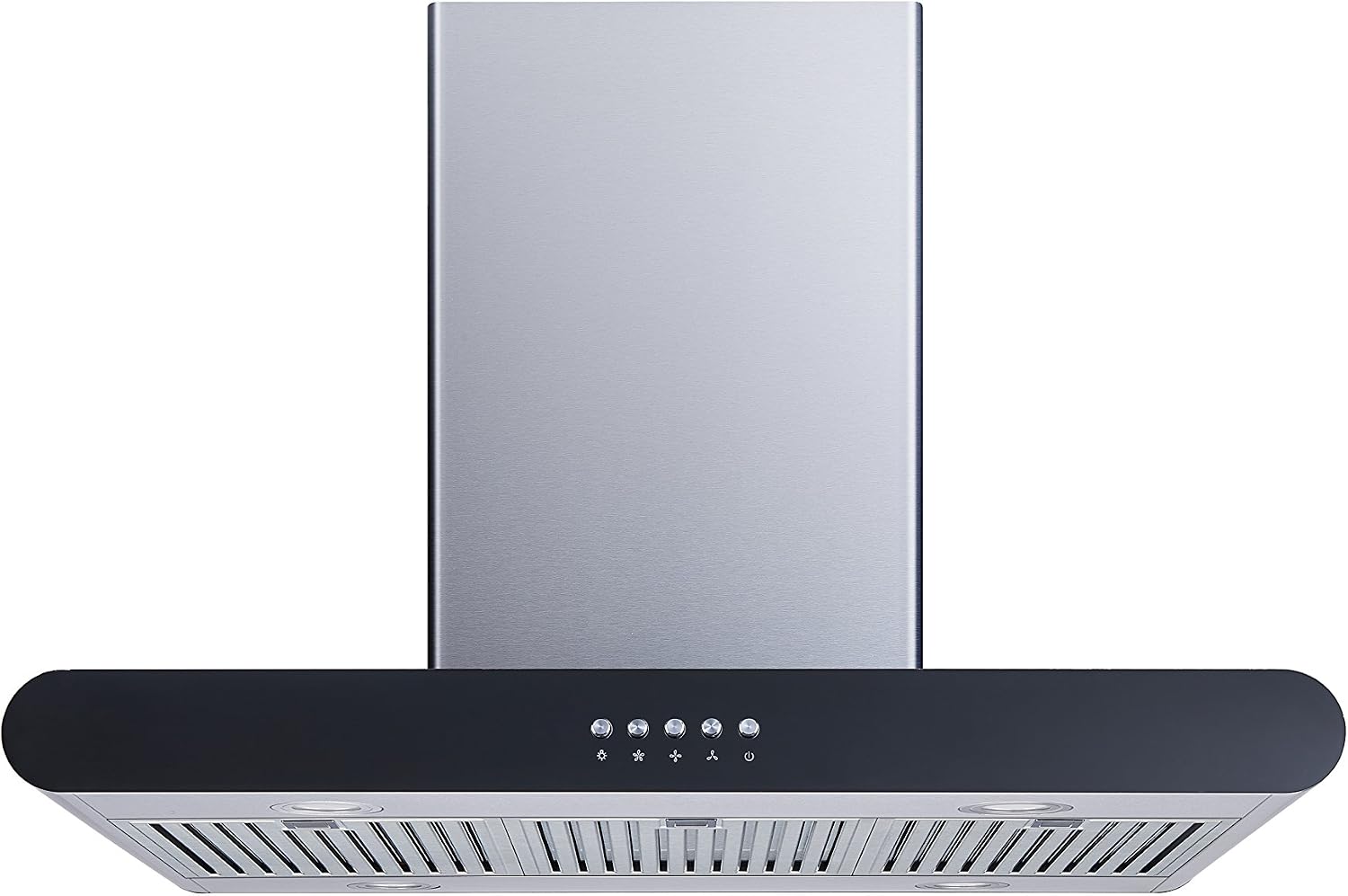 Winflo 30 In. Convertible Stainless Steel Island Range Hood with Stainless Steel Baffle Filters and Push Button Control