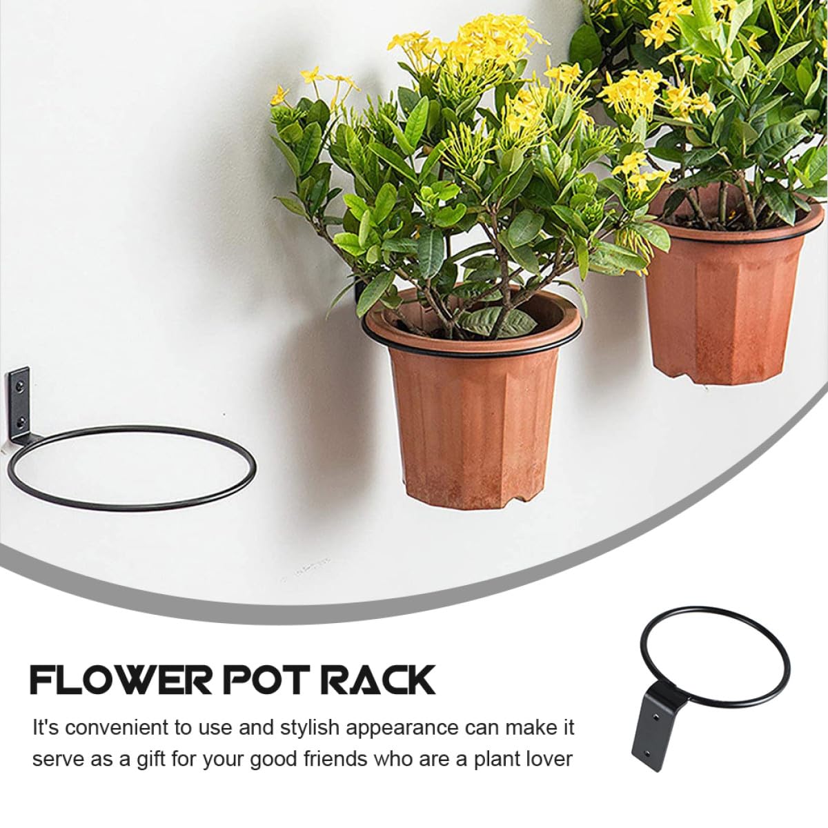 HOMSFOU Soportes para Macetas de Pared 5 Piezas de Hierro 15 Cm Estantería para Flores Jardín Balcón Almacenamiento Vertical Práctico Resistente