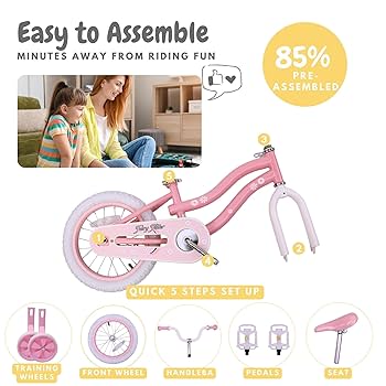 bicystar Girls Bike for Kids 3-5, Kids Bike with Training