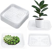 Vista 13 de Paquete de 20 Bandejas Cuadradas para Plantas de 6 Pulgadas, Bandejas de Plástico Transparentes para Plantas, Bandeja de Drenaje para Macetas