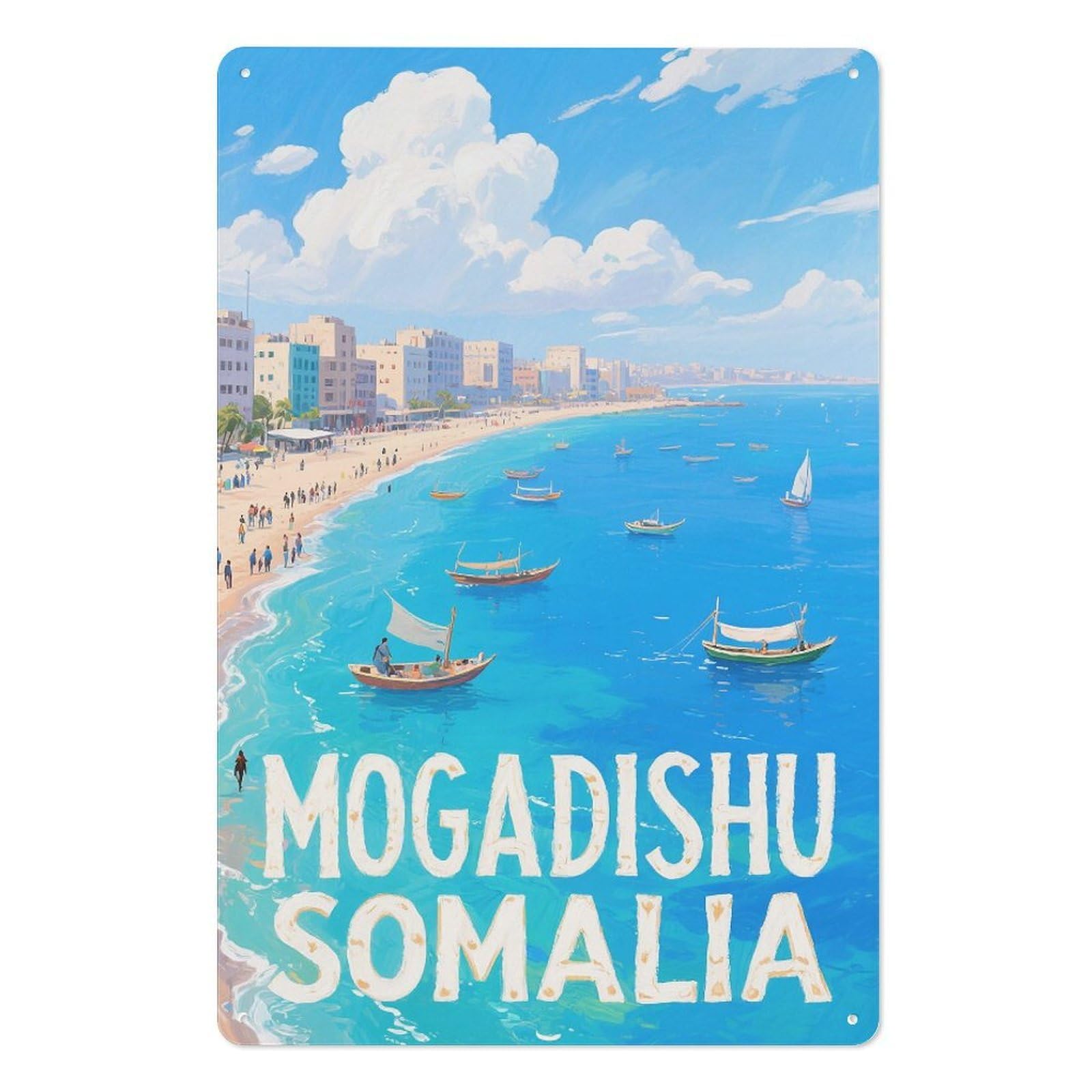Mogadishu Somalia Retro Design Tin Painting Vintage Tin Sign 08x12inch(20x30cm) Wall Art for Home Office Bedroom Living Room Cafes Wall Decor