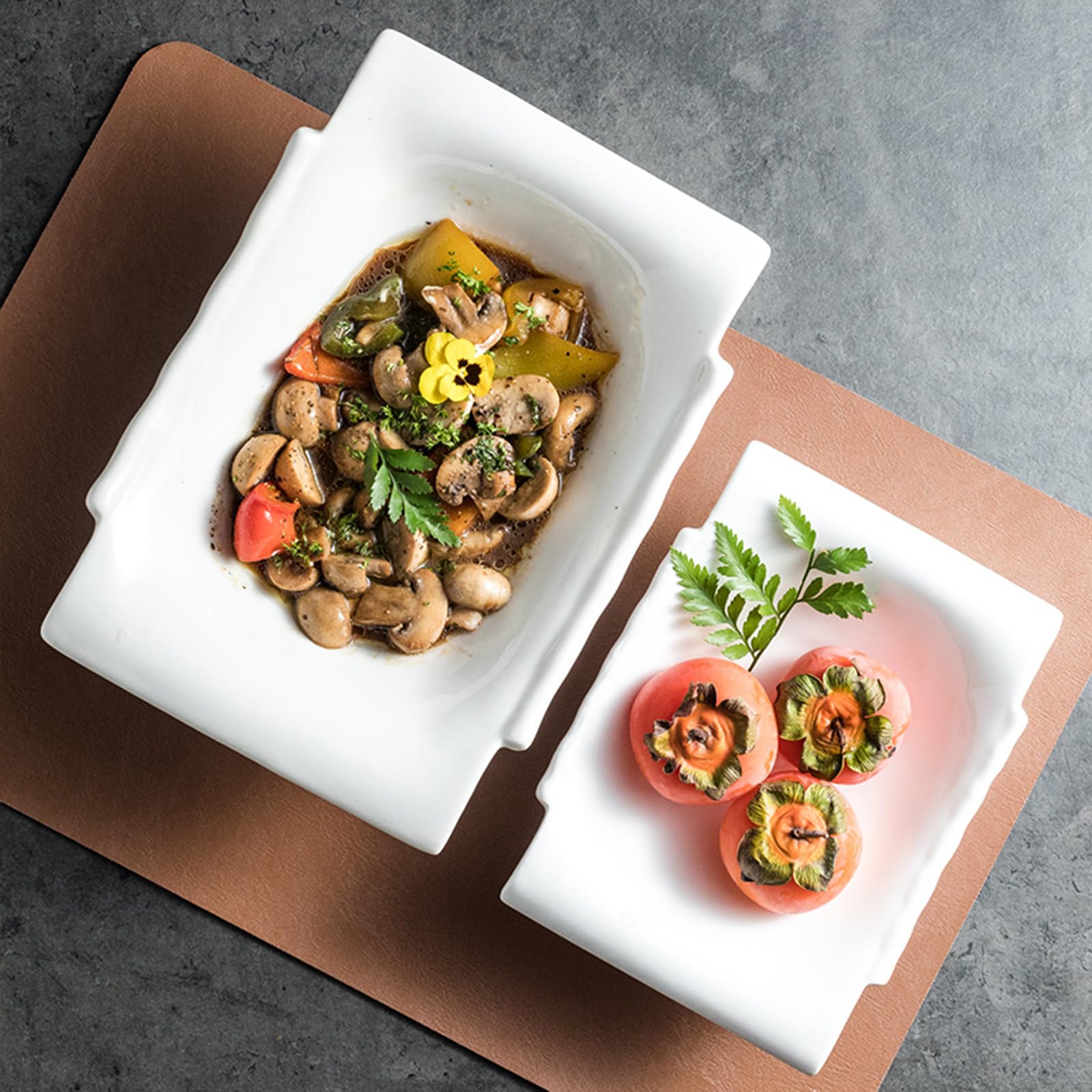 Plato De Aperitivo De Cerámica Con Forma, Plato Moderno Multifuncional, Plato De Exhibición De Alimentos, Plato Para Servir Ensaladas, Frutas Y Mariscos, Resistente A Los Arañazo(Size:26.5*19*7.4CM)