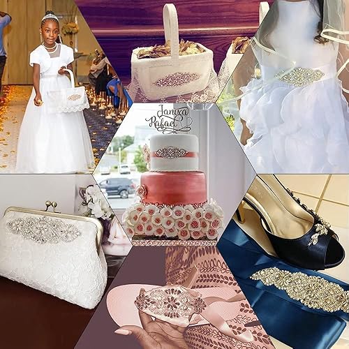 Miniatura 6 de 2 apliques de novia de diamantes de imitación para ajuar de novia, vestido o cinturón