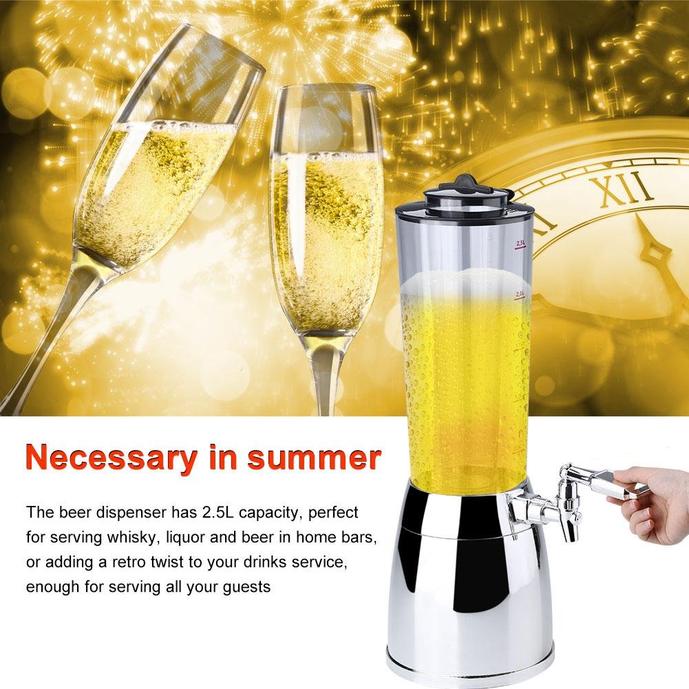 Bierspender - VIFER 2.5L Biermaschine Getränkespender für Wein Wasser Saft Bar Zubehör 1PC(Silber)